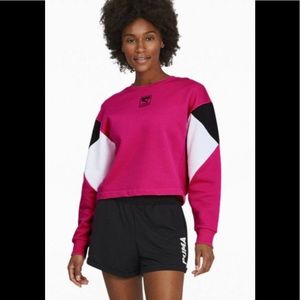 PUMA cropped rebel crewneck sweatshirt - pink